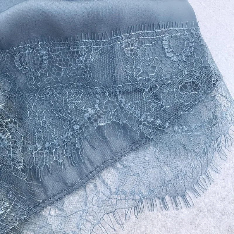 Pijama de cinco piezas para mujer, ropa de dormir para primavera y verano, camisón, bata de baño sexy de encaje, bata de satén de seda suelta para el hogar, ropa de estar en casa