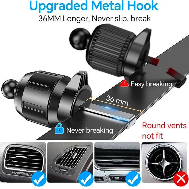 UYUXIO Cargador Inalámbrico Rápido de 15W para Coche con Abrazadera Manual, Soporte para Teléfono de Rejilla de Ventilación para iPhone, Samsung y Teléfonos Android