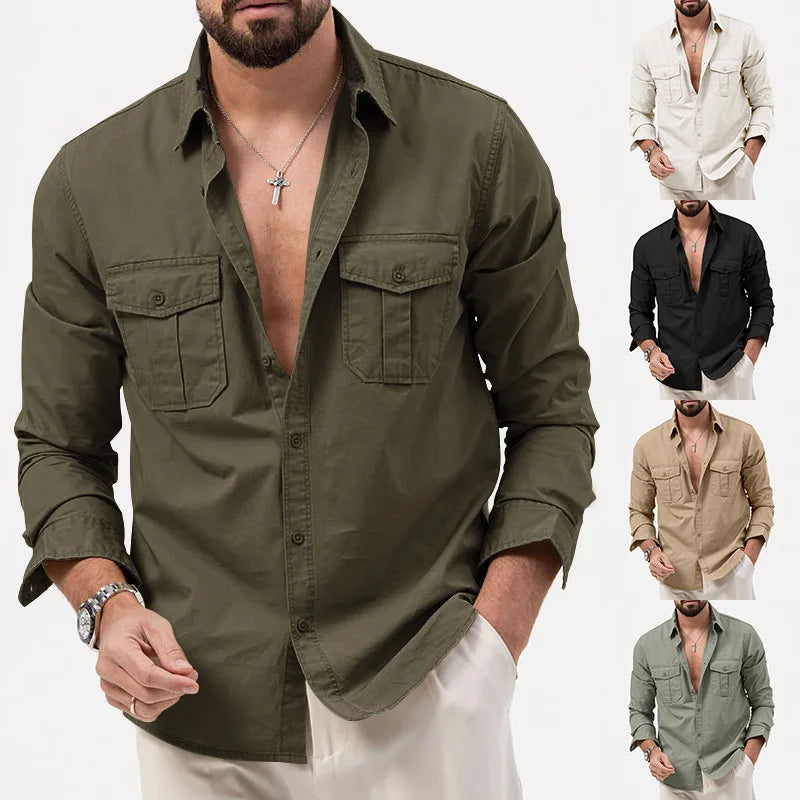 Men Shirt Mens Business Casual Shirts New Arrival Men Famous Brand Clothing Army Green Long Sleeve Camisa Masculina