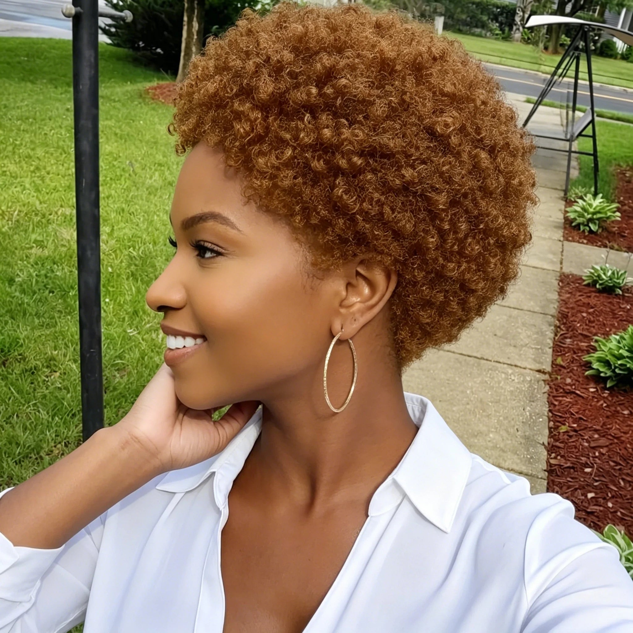 Brazilian Short Afro Human Hair Wig With Tiny Coil Curls Soft Wig Cap For Women Daily Full Machine Made Wigs
