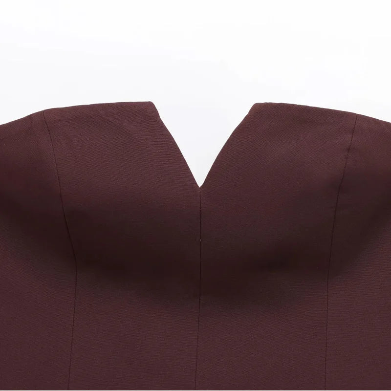 TRAF Tops para mujer Top corto sin tirantes blanco roto Corsé de verano para mujer Tops de tubo sexys sin espalda Camiseta sin mangas de color liso