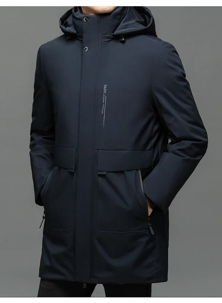 Chaquetas con capucha para hombre, ropa de abrigo informal, parkas largas para hombre, nuevas parkas impermeables y cálidas para otoño e invierno, abrigo tipo parka, 2 PIEZAS Parkas de invierno