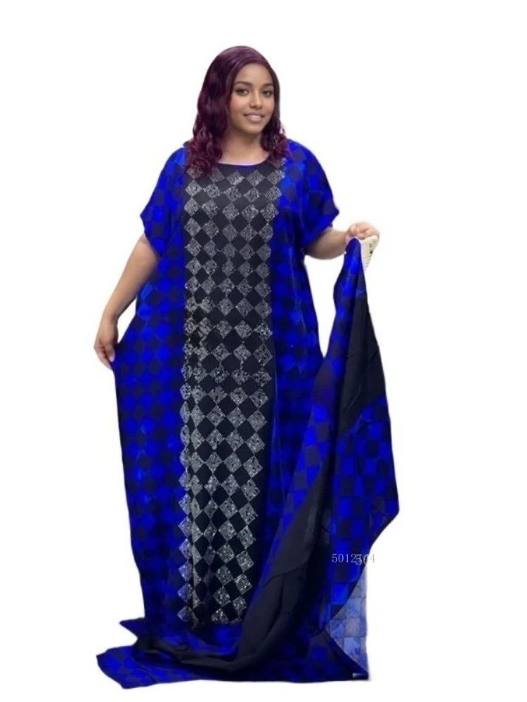 New Fashion Loose Casual Summer Breathable Middle Eastern African Print Women's Cotton Dress