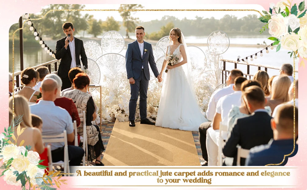 1 stk. bryllupsløper i jute, rustikk burlap-bordløper med frynsete kanter, teppe til bryllupsfest, utdrikningslagdekor