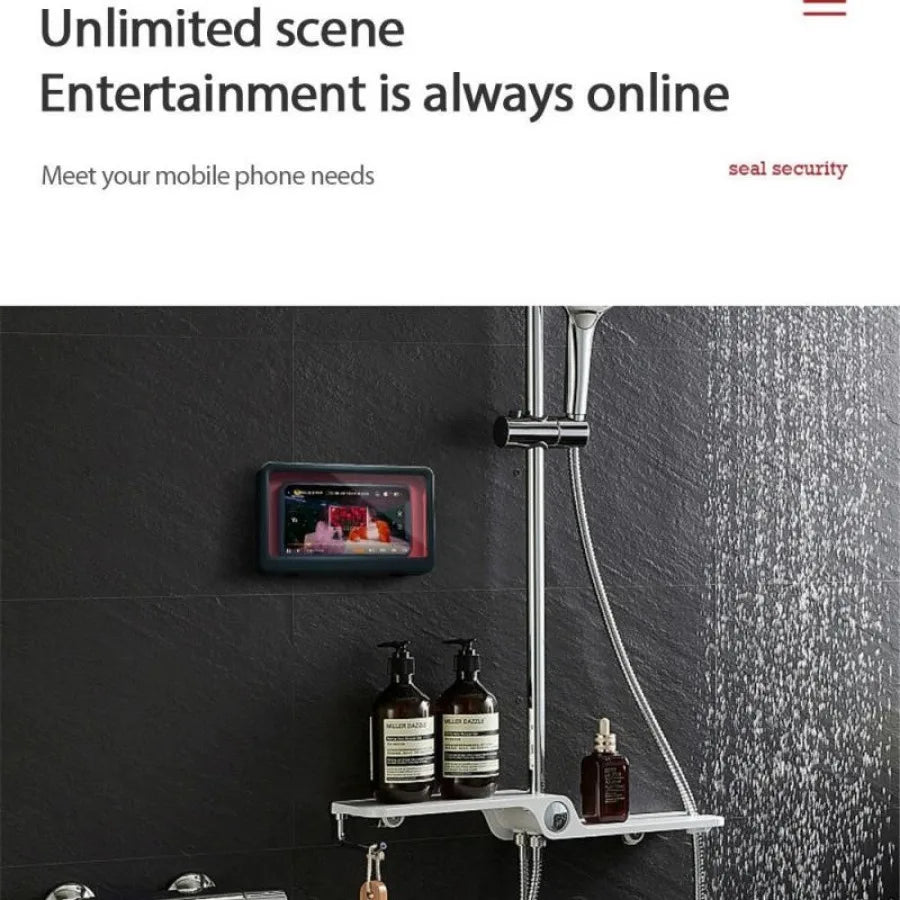 1 coque de téléphone étanche pour salle de bain, écran tactile, antibuée, fixation murale, sans trou d'étanchéité