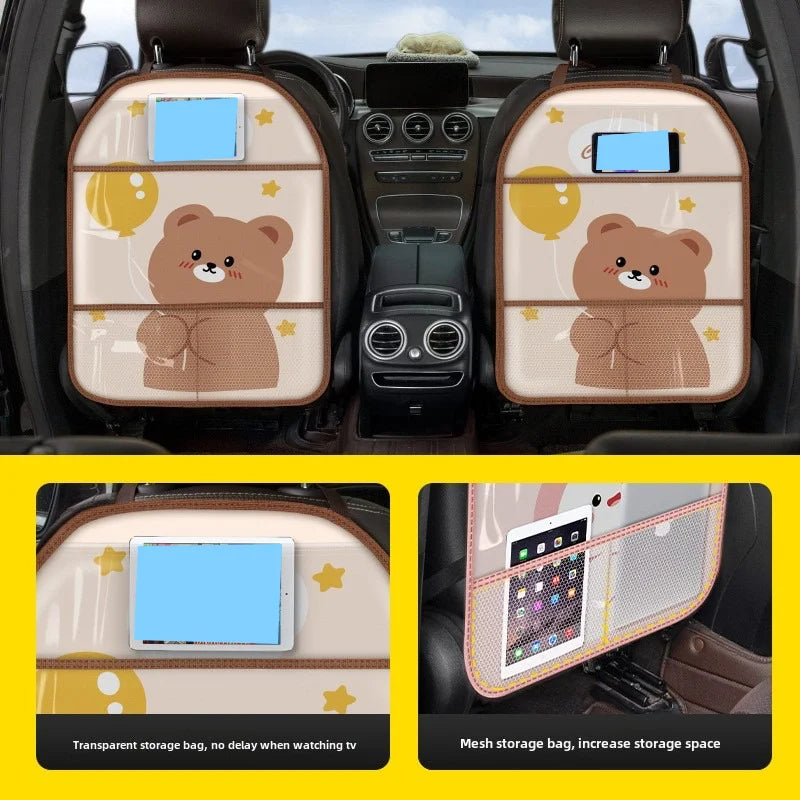 1PC Anti-Child-Kick Pad Car Seat Back Cover Protector for Kids Cartoon Auto Anti Kick Mat with Bag Waterproof Anti Kick Pad