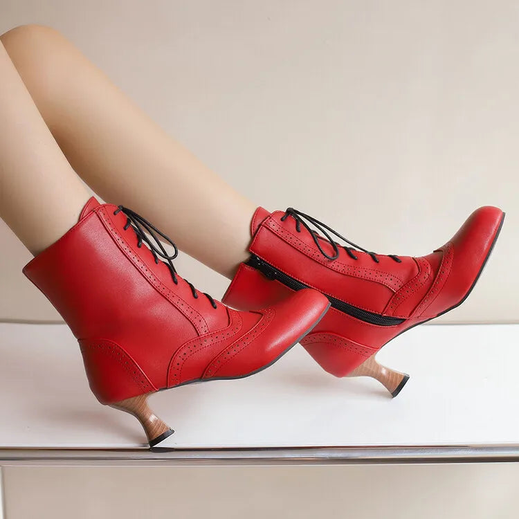 Botines de Moda Nuevos para Mujer Botines Cortos de Cuero de Alta Calidad para Mujer Zapatos Ligeros de Tacón Alto para Mujer Botas de Mujer