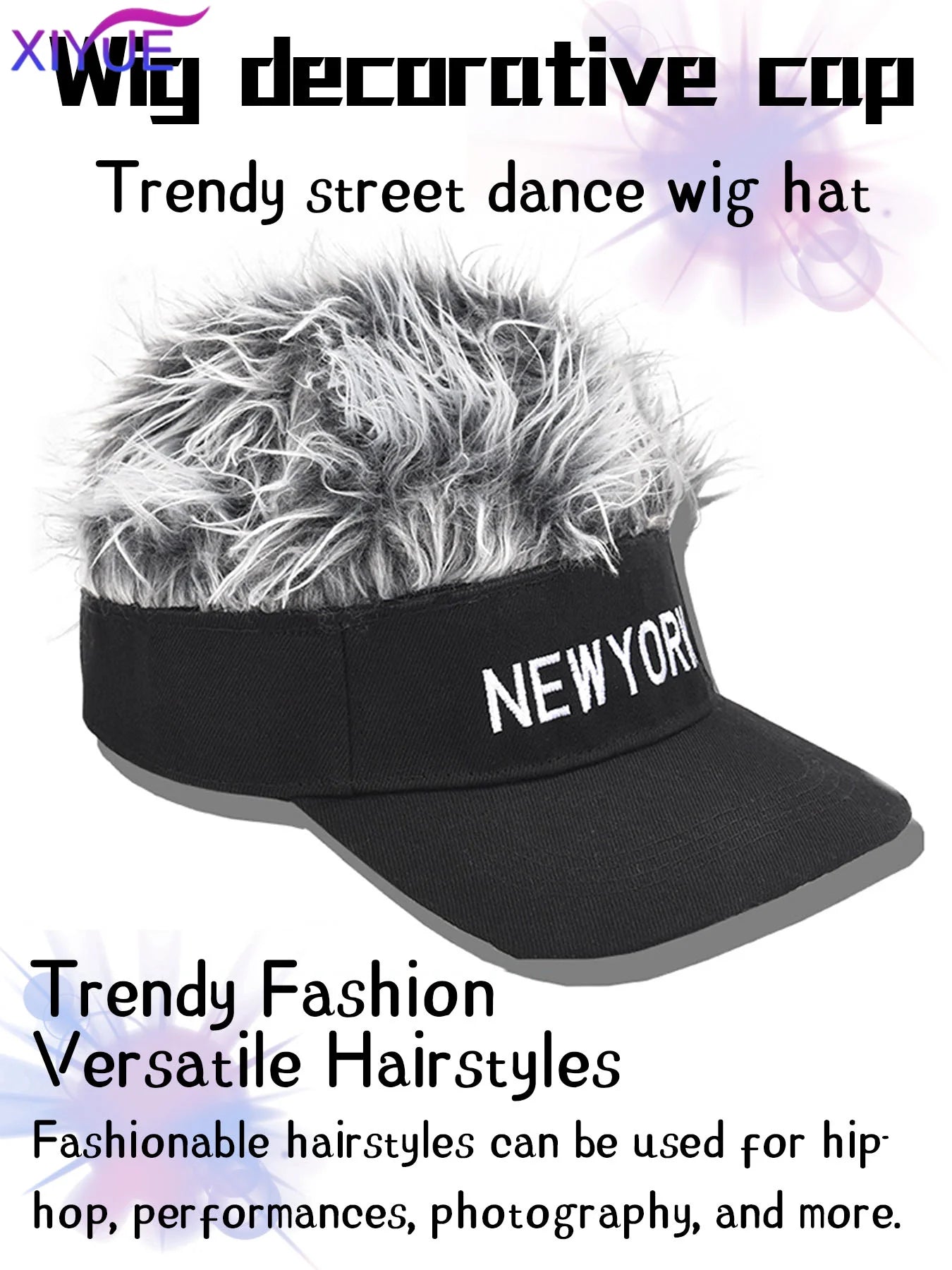 XIYUE Synthetic Fashion Wig Hat Curved Brim Easy to Wear Comfortable Male Fake Hair Cap for Going Out