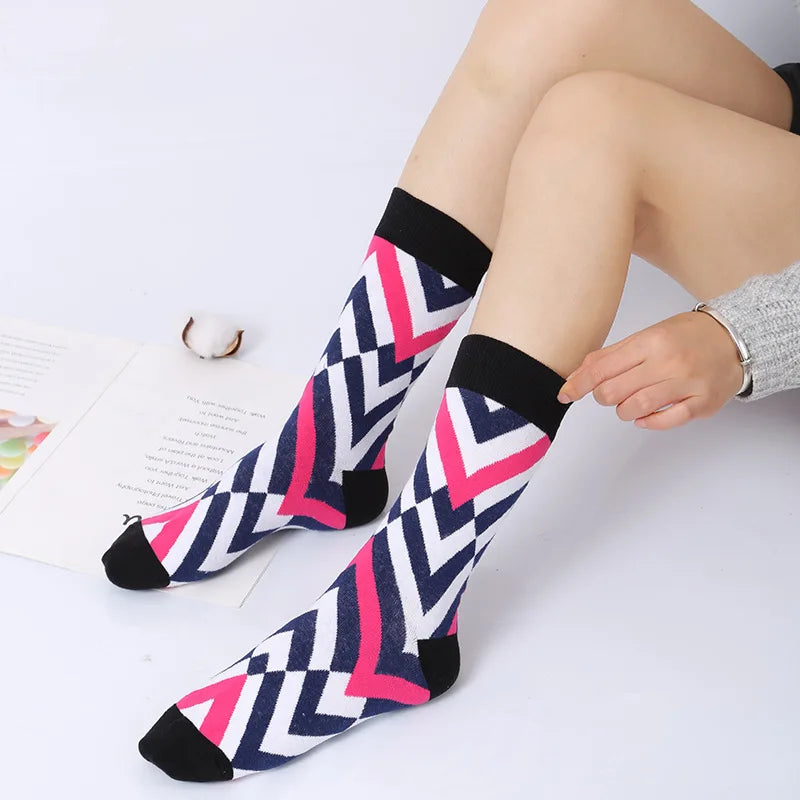 Lot de 49 chaussettes unisexes à motif de treillis, style hip-hop, streetwear, skateboard, tendance, 100 % coton
