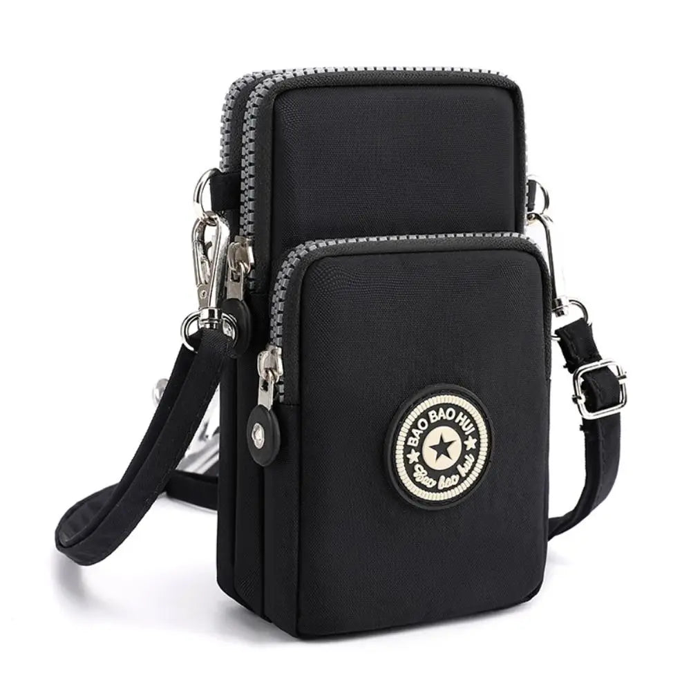Solid Color Fabric Phone Purse Mobile Phone Bag Women Crossbody Bag Wrinkle Arm Bag Small Shoulder Bag Korean Style Wallets