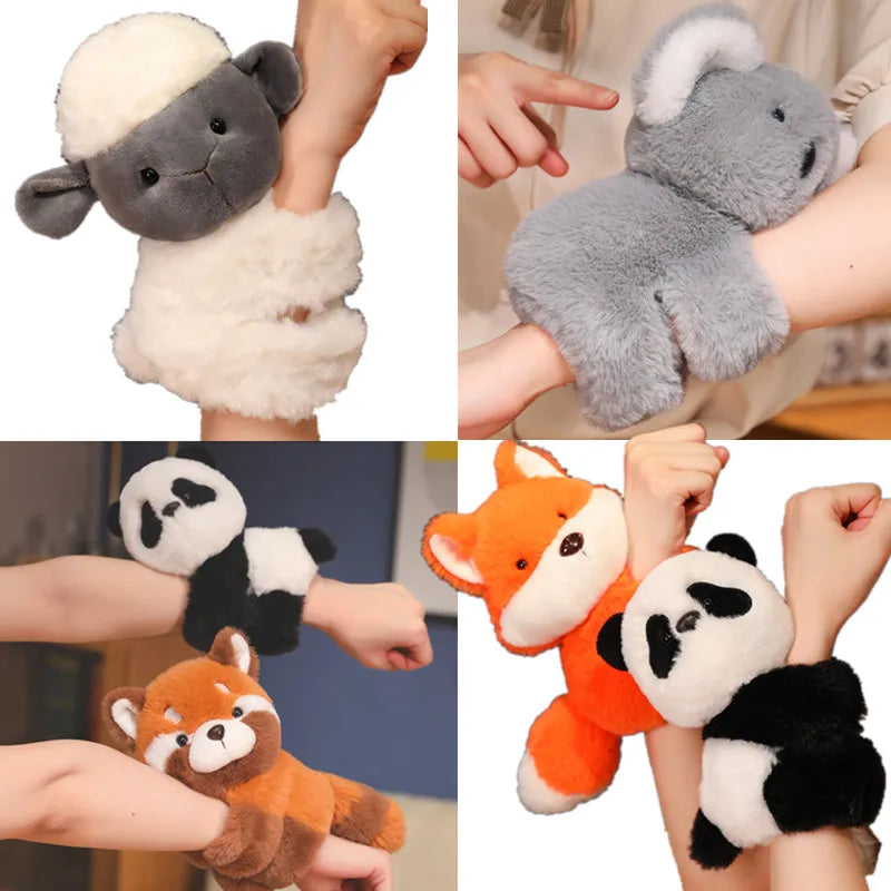 Peluches créatives raton laveur renard husky chat singe papa cercle jouet enroulé autour du bras poupée jouets pour enfants cadeau d'anniversaire