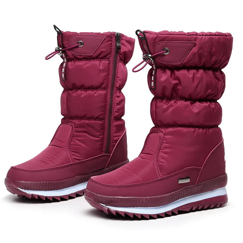 Botas de nieve para mujer, botas de invierno con plataforma, impermeables, antideslizantes, de felpa y piel, de media caña, botas de moda cálidas para mujer, Botas Mujer