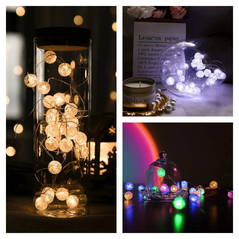 Guirnalda de luces LED, guirnalda de luces de hadas, guirnalda con pilas AG13, decoración navideña para bodas, árbol de Navidad, decoración de Año Nuevo