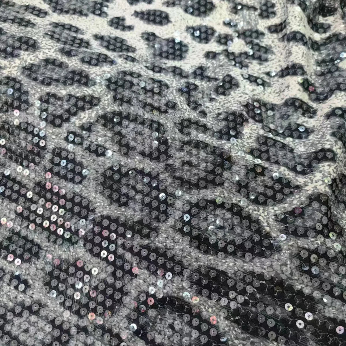 Vestido de Noche de Lujo con Lentejuelas Estampado de Leopardo para Mujer 2025 Moda Manga Larga Cuello Alto Vestidos sin Espalda con Cola Barrida