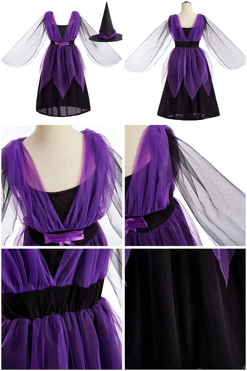 Disfraz de bruja para niños, disfraz de princesa para cumpleaños, ropa elegante para niñas, cosplay de Halloween, vestido elegante, sombrero de vampiro, Navidad, fantasía