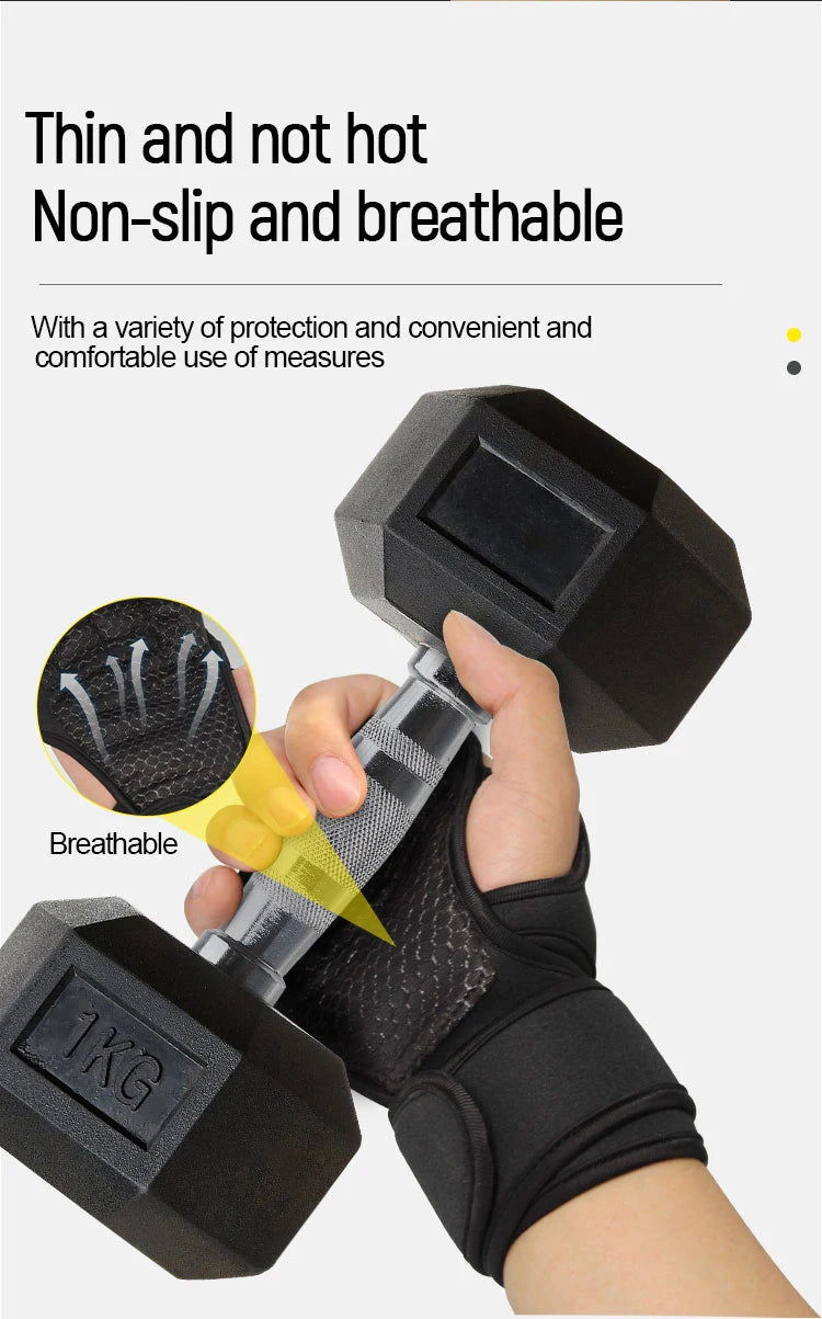 Guantes de entrenamiento deportivo para hombres y mujeres Guantes de gimnasio para hacer ejercicio, culturismo, levantamiento de pesas, protectores de palma y muñeca