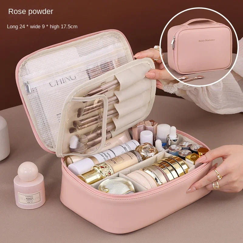 Nuevo neceser de cosméticos para mujer, bolso portátil, bolsa de almacenamiento de gran capacidad, neceser de lujo, organizador de viaje, esenciales, neceser de aseo