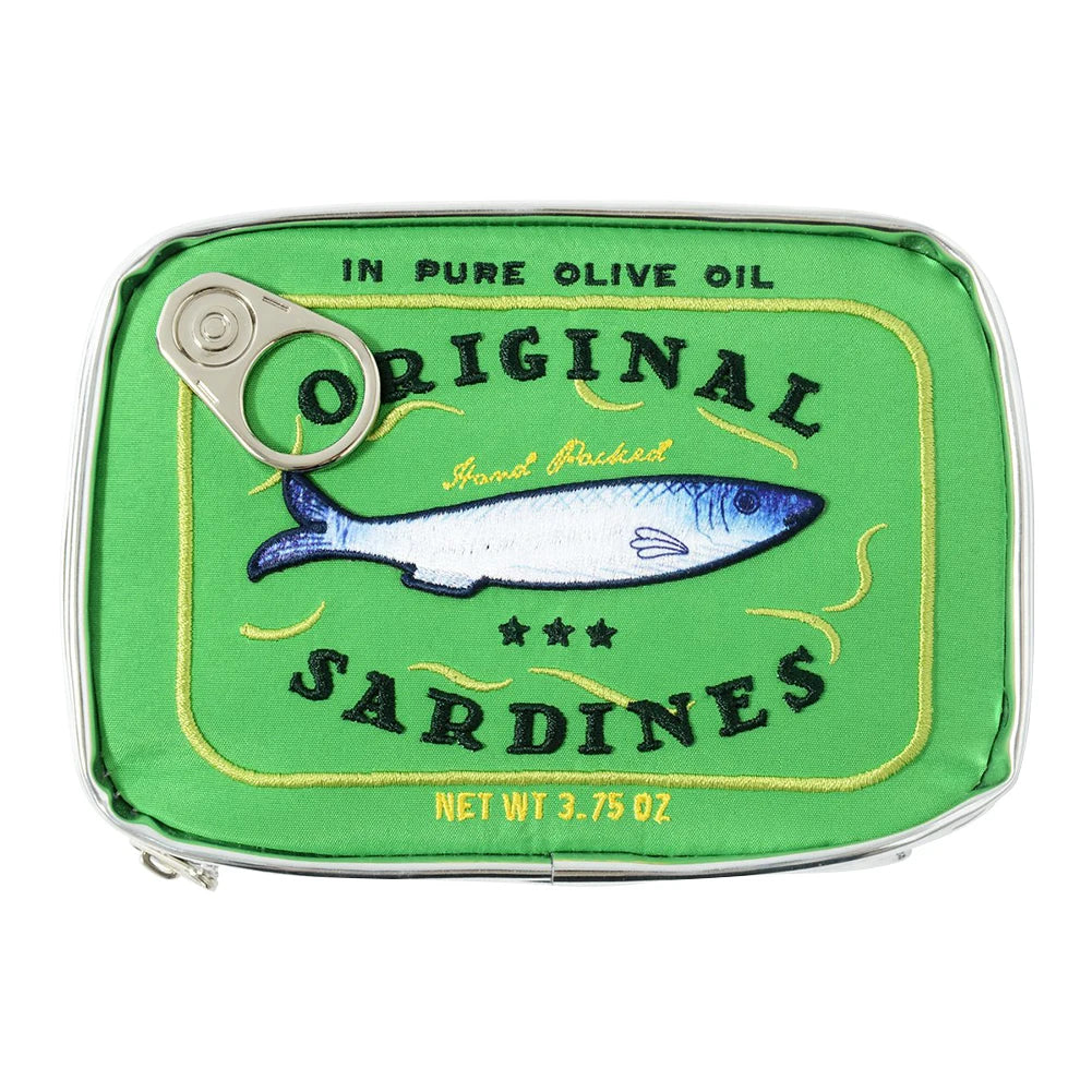 Bolsa de cosméticos única de sardinas enlatadas, bolsa de aseo portátil, bolsa de maquillaje con cremallera de moda para mujer, bolsa de viaje para hombre para vacaciones