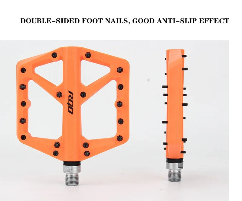 RGO Bicycle Pedals Mtb Nylon Platform Footrest Flat Mountain Bike Paddle Grip Pedalen Bearings Footboards Cycling Foot Hold