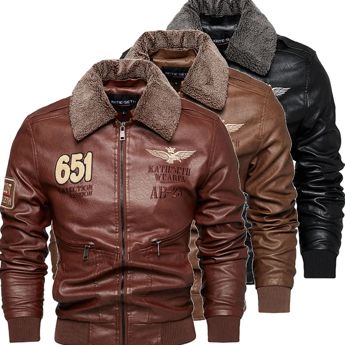 Motorcycle Jackets for Men In Autumn/Winter Fashion Casual Leather Embroidered Aviator Jacket In Winter Velvet Pu Jacke