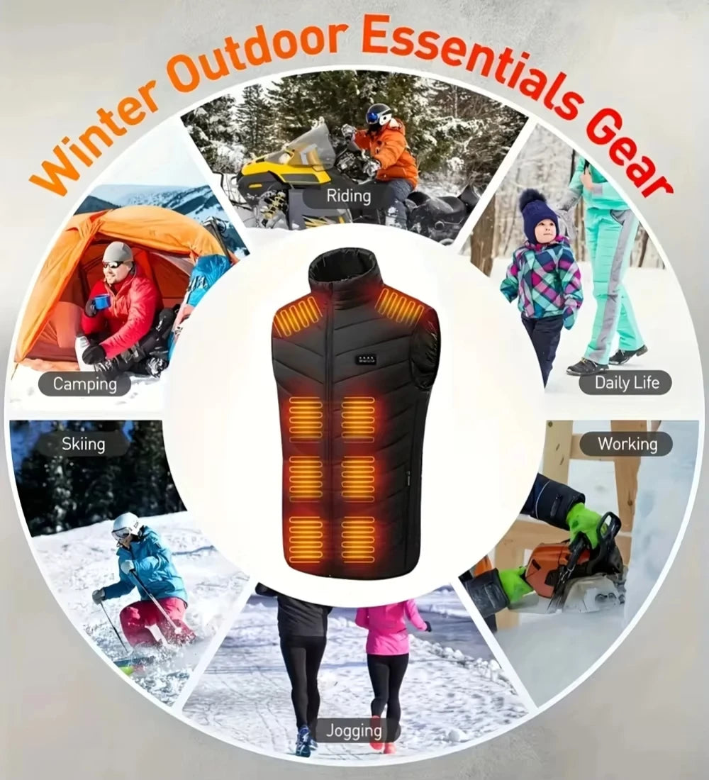28/9 Chaleco Calefactable Zonas Hombres Chaqueta Calefactable Invierno Eléctrico Mujer Calentador USB Chaqueta Camping Hombre Chaleco Térmico Abrigo Calentador Corporal 6XL