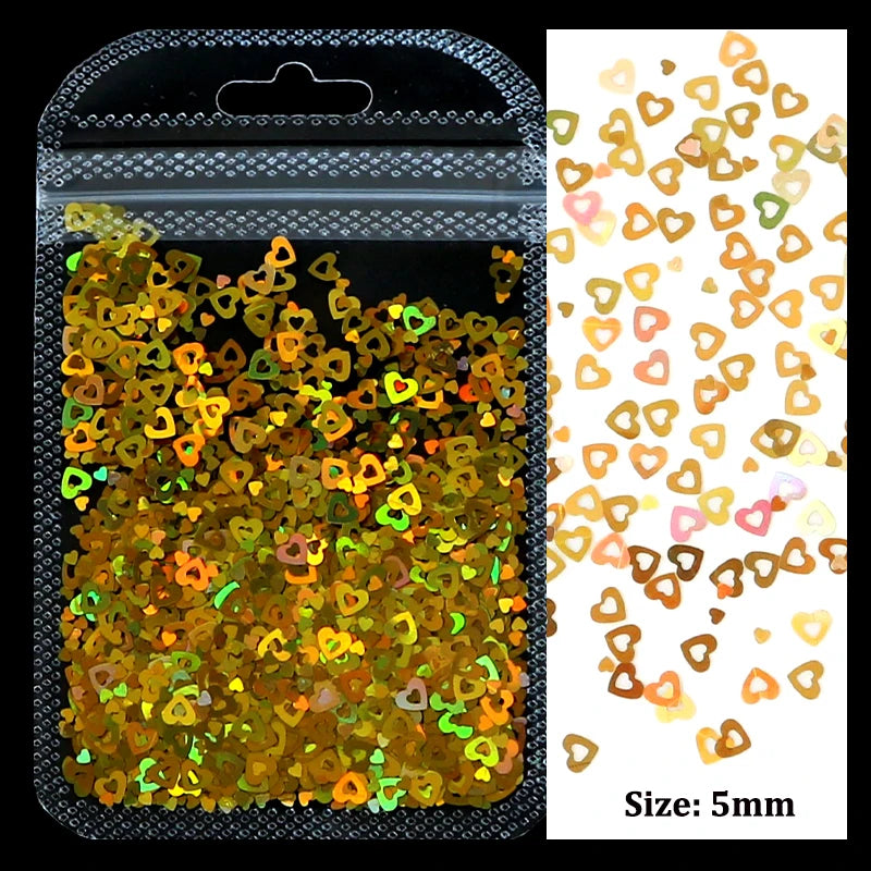 2g Holographic Nail Art Glitter Shiny Sweet Love Red Heart Flakes Sequins 3D Nail Paillette Manicure Valentine's Day Decorations