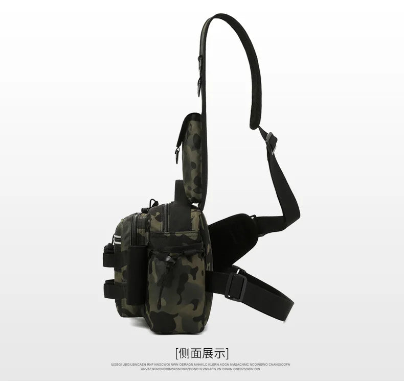 Fishing Tackle Backpack Lure Box Gear Storage Bag Fanny Pack for Men Fly Fishing Backpack with Rod Holder Sling Shoulder Bag