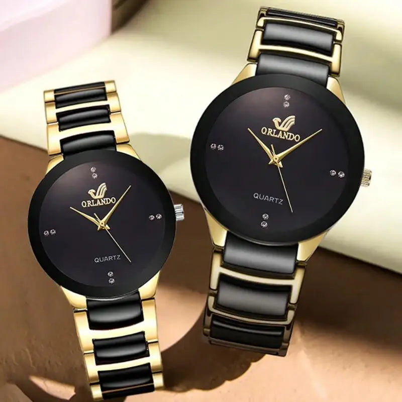 ORLANDO Hombres Lujo Relojes Recién Llegados Genial Negro Oro Cuarzo Acero Reloj de Pulsera Exquisito Masculino Relogio Moda Reloj