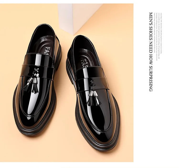 Zapatos de cuero para hombre, otoño, negocios, formal, tallas grandes, zapatos de vestir para hombre, zapatos casuales de suela blanda, zapatos negros para novio de boda para hombre