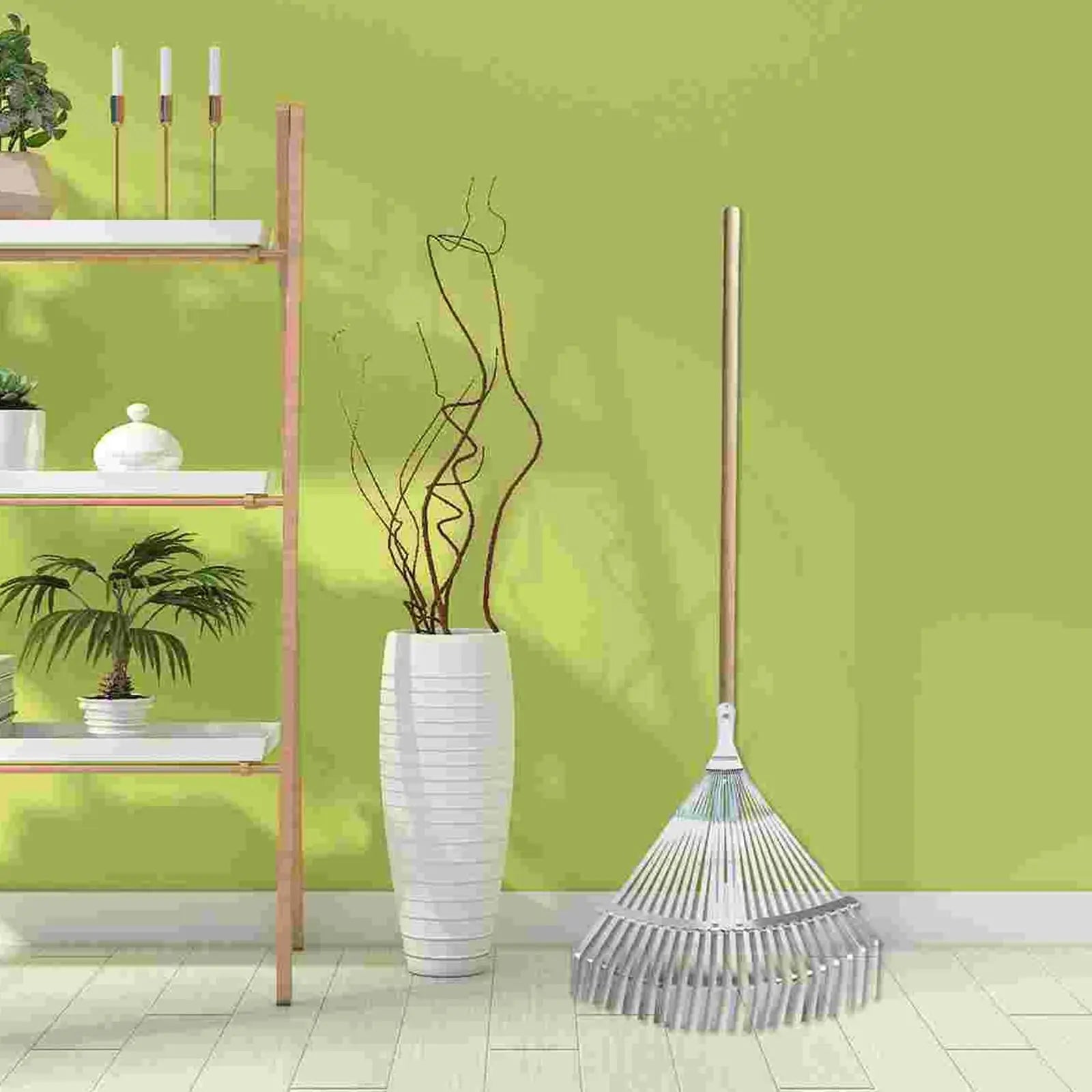 Hagerive, justerbar løvrive, multifunksjonell, lett, plenrive sammenleggbar metallrive for hagerengjøring