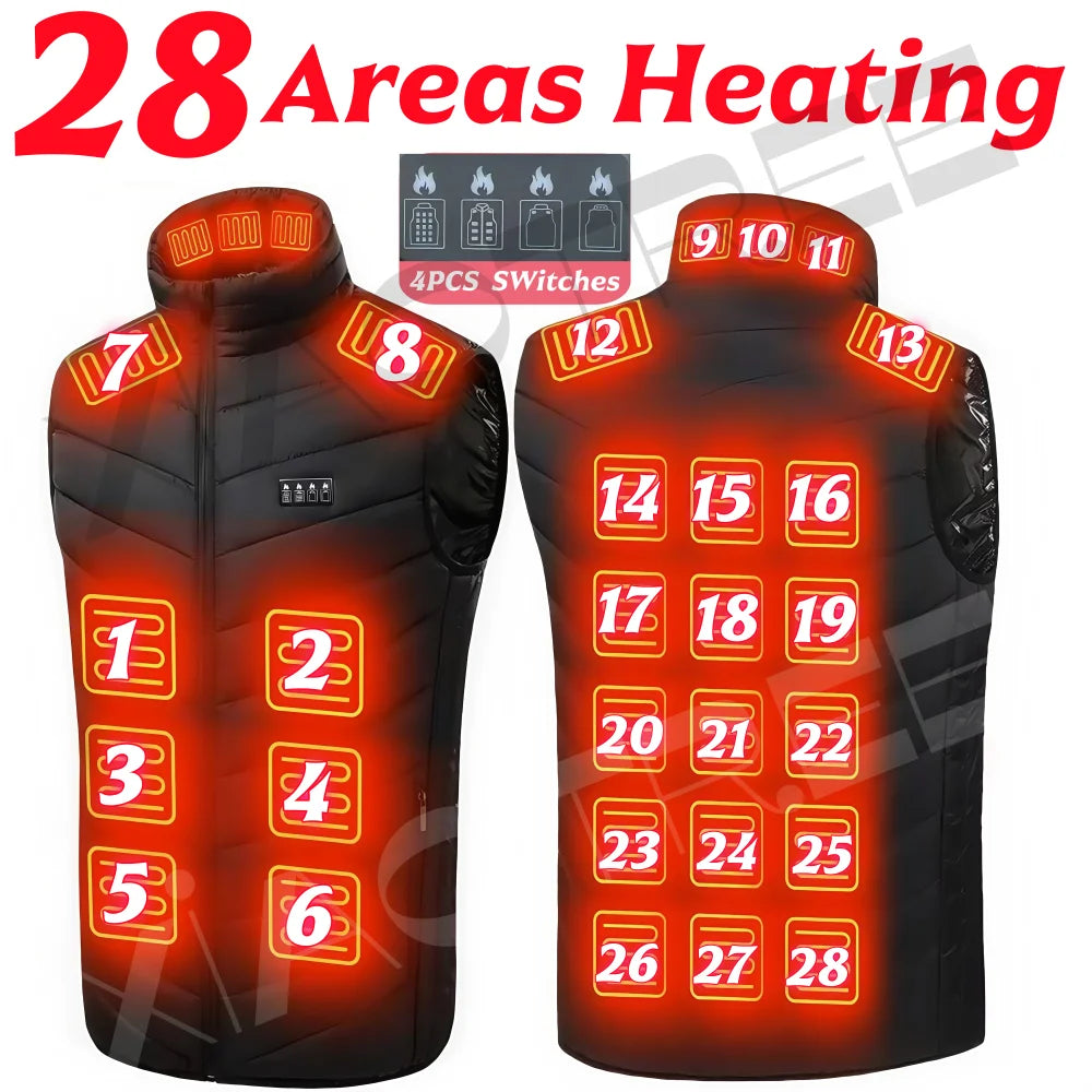28/9 Chaleco Calefactable Zonas Hombres Chaqueta Calefactable Invierno Eléctrico Mujer Calentador USB Chaqueta Camping Hombre Chaleco Térmico Abrigo Calentador Corporal 6XL