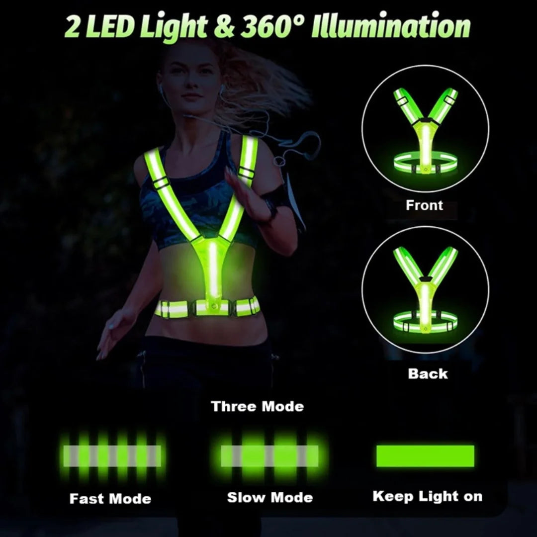 LED-reflekterende tanktopp for nattløping, høy elastisk utendørs sportsklær, sykkel- og løpeutstyr