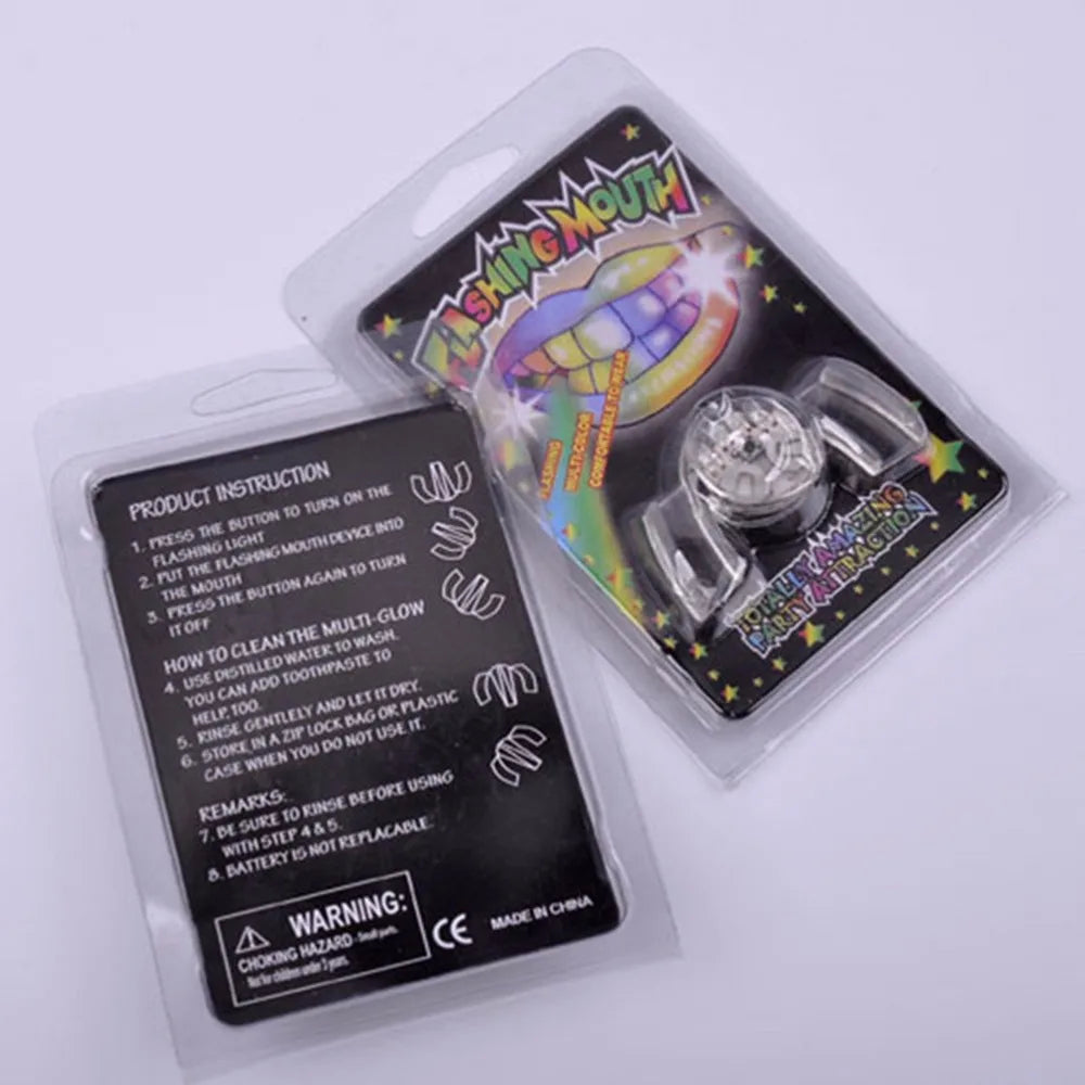 Dientes que brillan LED divertidos para niños, juguetes luminosos, piezas de aparato dental que brillan en la oscuridad, suministros para fiestas luminosas