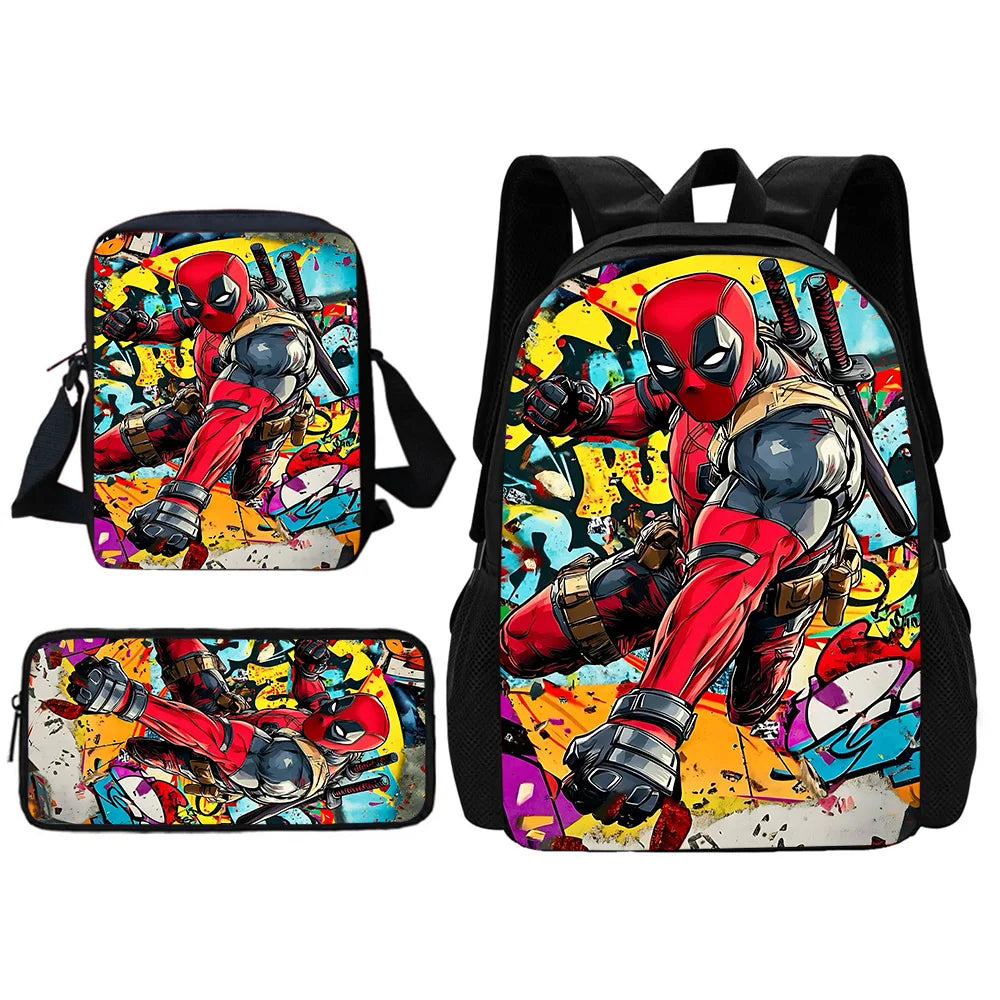Deadpool Child School Backpack With Shoulder Bag Pencil Bags School Bags for Boys Girls Best Gift