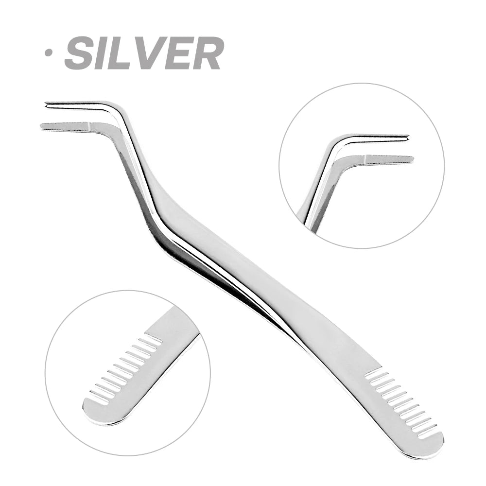 FADVAN Peine para pestañas Pinzas para pestañas postizas DIY, 1 pinza de acero inoxidable antiestática no magnética para maquillaje de ojos