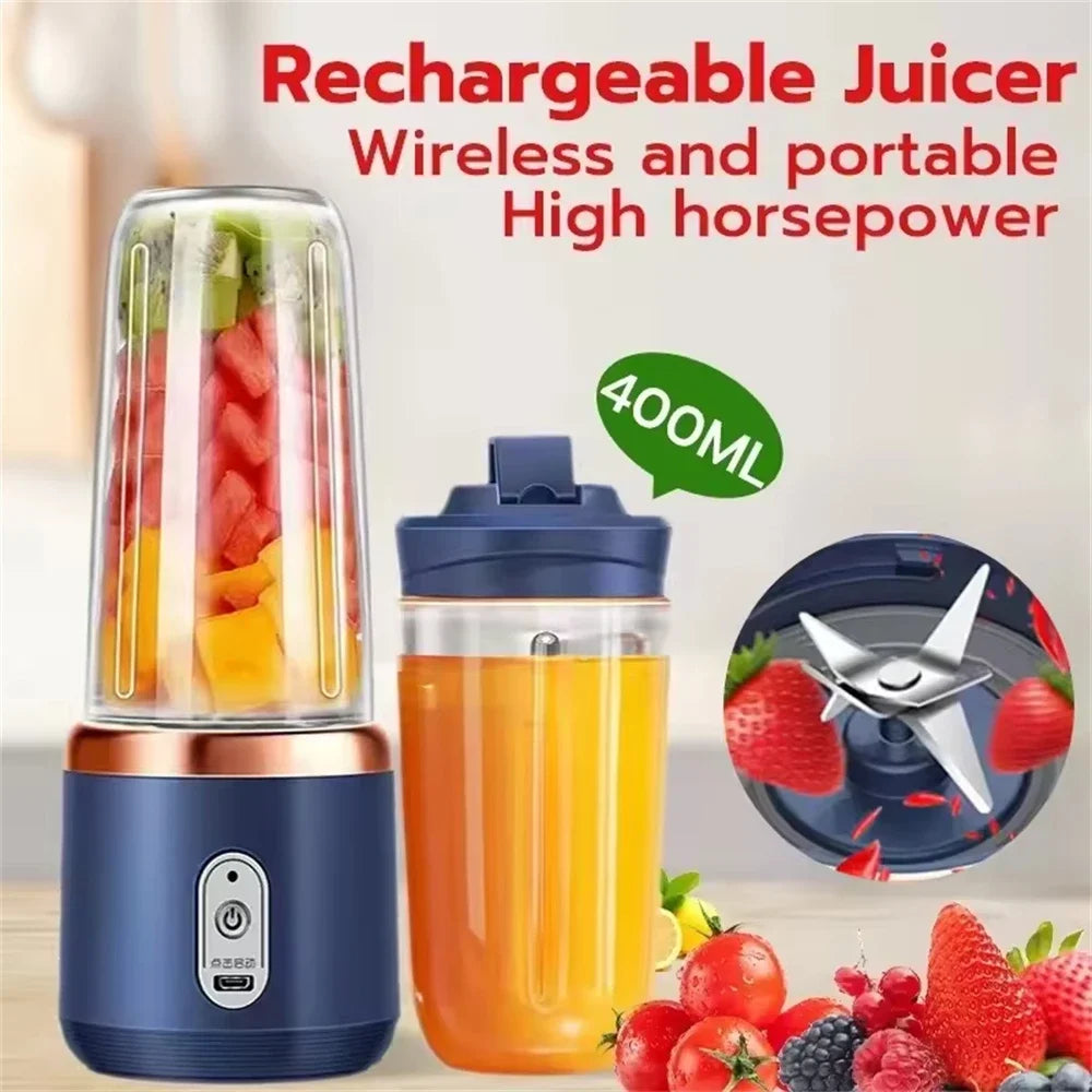 Botella licuadora portátil eléctrica de 6 cuchillas, licuadora de jugo multifunción, licuadora de batidos de jugo fresco, vaso triturador de hielo, procesador de alimentos