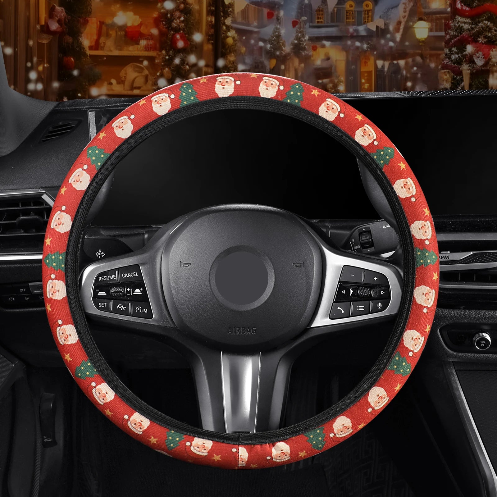 Christmas Steering Wheel Cover – Festive, Non-Slip & Universal Fit