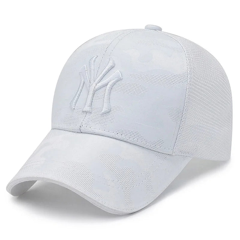 Gorra de béisbol de camuflaje bordada con letras de moda para primavera y otoño, gorra informal ajustable para exteriores, sombrero protector solar