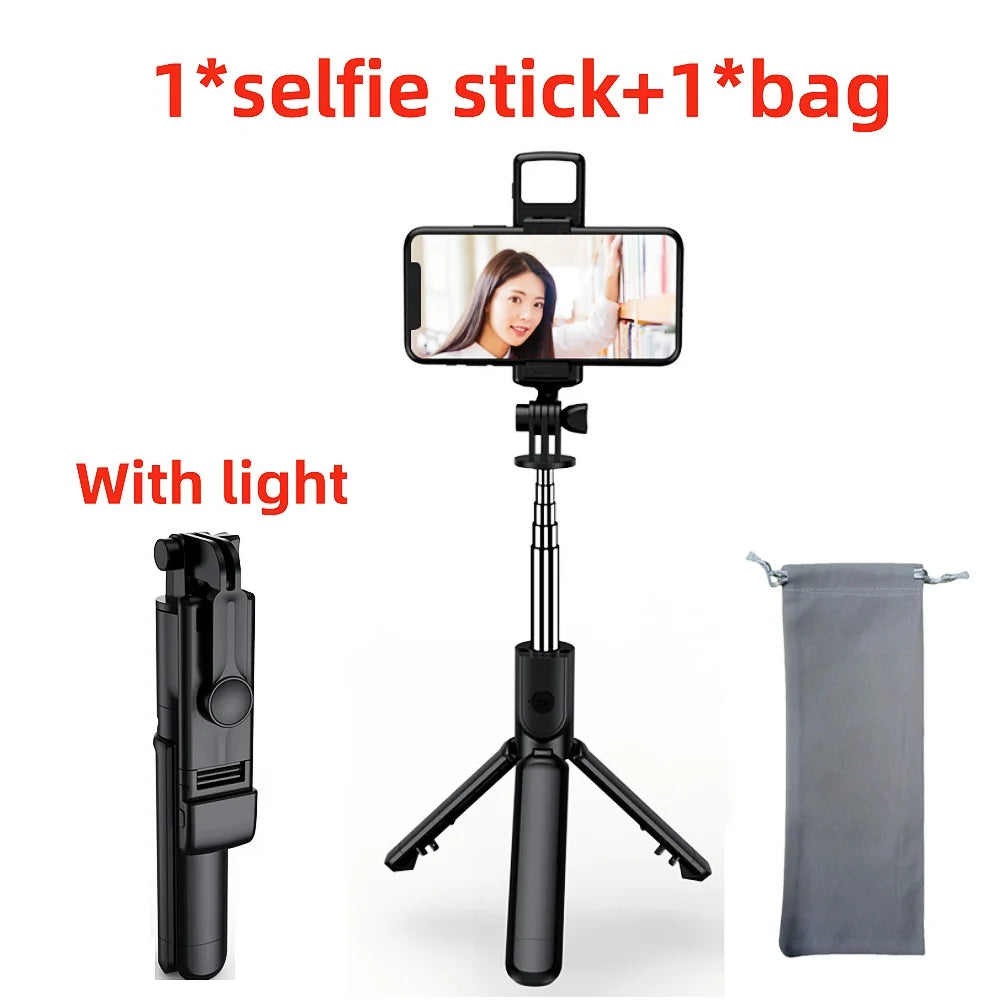 FANGTUOSI Selfiestang Stativ Uttrekkbar Trådløs Bluetooth Fjernkontroll Bærbar Smarttelefon Stativfeste For iOS Android Telefon