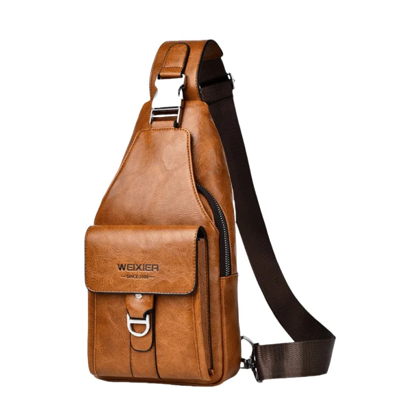 Sacoche de poitrine pour homme en cuir PU