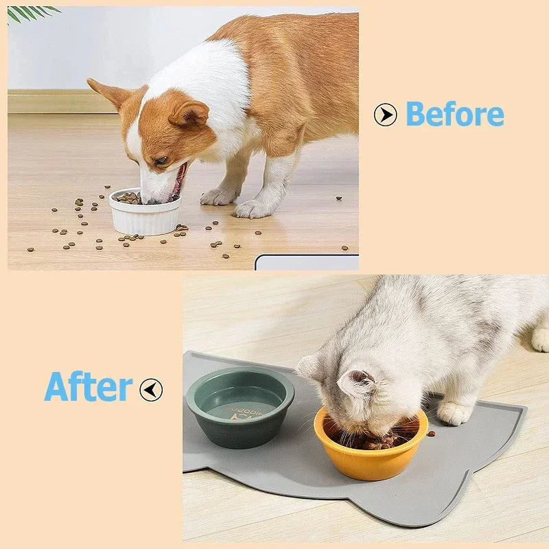 Pet Placemat Feeding Mat for Cats and Dogs Waterproof Leakage Food with Nonspill Nonslip Easy to Clean Silicone Placemats