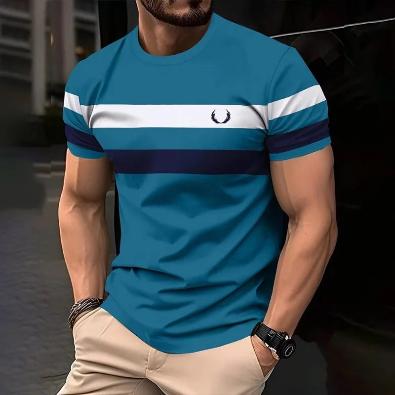 3D Color Block Stripe T-Shirt