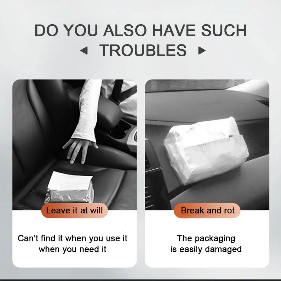 SEAMETAL Parasol de coche con dispensador de pañuelos, caja de pañuelos universal para interior de coche, bolsa de almacenamiento de toallas de papel de fibra de carbono, cajas de pañuelos para parasol