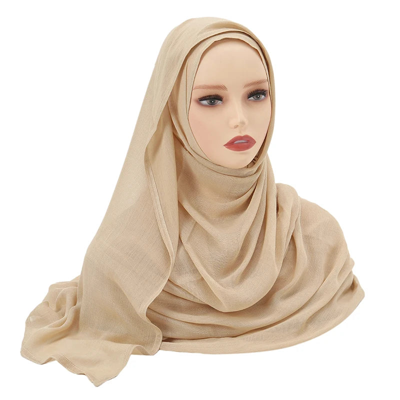 Hijabs musulmanes para mujer, pañuelos finos lisos, chales para mujer musulmana, pañuelo suave de viscosa y rayón, turbante islámico, diadema de 200x85cm