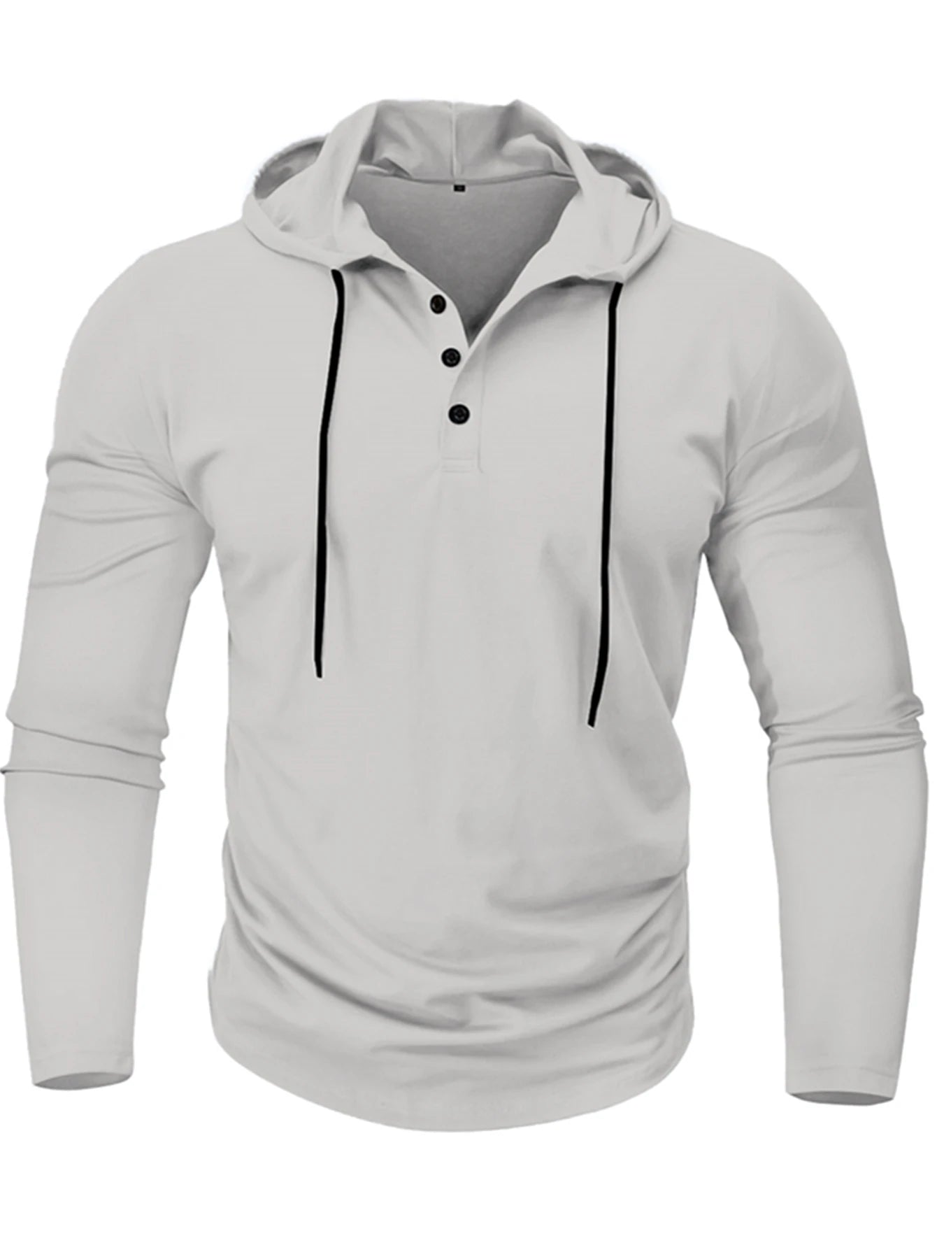Sudadera con capucha deportiva para hombre, ajustada, de manga larga, con cordón, transpirable, informal