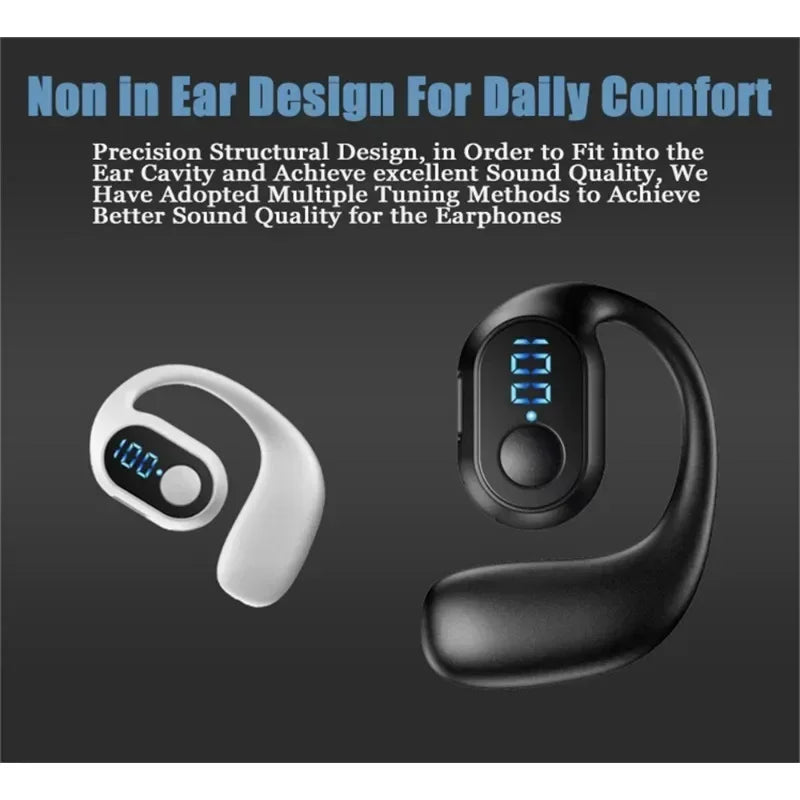 Auricular Bluetooth 5.3 TWS Inalámbrico de Gancho Orejero Auricular HiFi Estéreo con Reducción de Ruido Impermeable para Huawi Xiami
