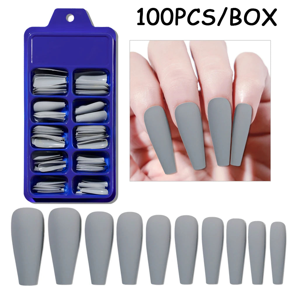 150/100/24Pcs Pink Matte French Press On Nail Tips Soft Full Cover Fake Nails Oval Almond False Nails Natural Extension Manicure