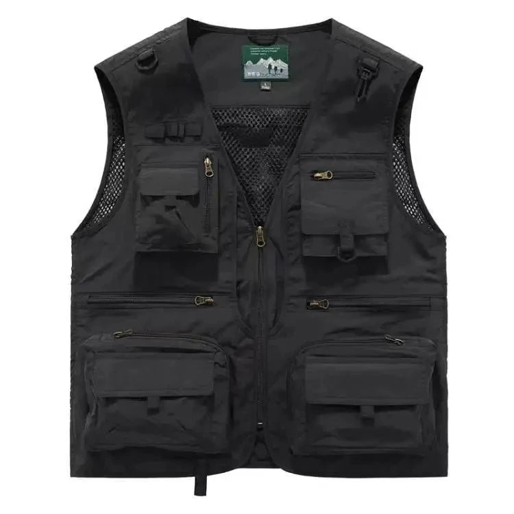 Nuevo chaleco táctico para hombre, chaleco de engranaje con correas, abrigo de verano para fotógrafo, chaleco de herramientas, muchos bolsillos, chaqueta de trabajo de malla sin mangas para hombre