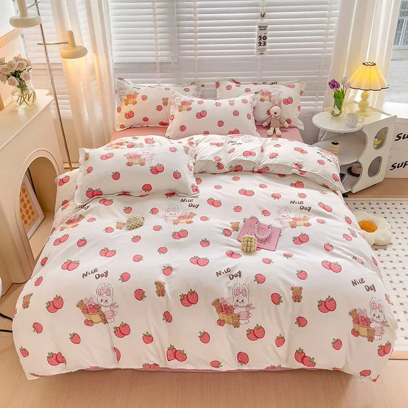 Juego de sábanas estilo dibujos animados para niños, juego de cama con estampado de conejo, transpirable, duradero, постельное белье 이불세트, juego de cama Queen/King