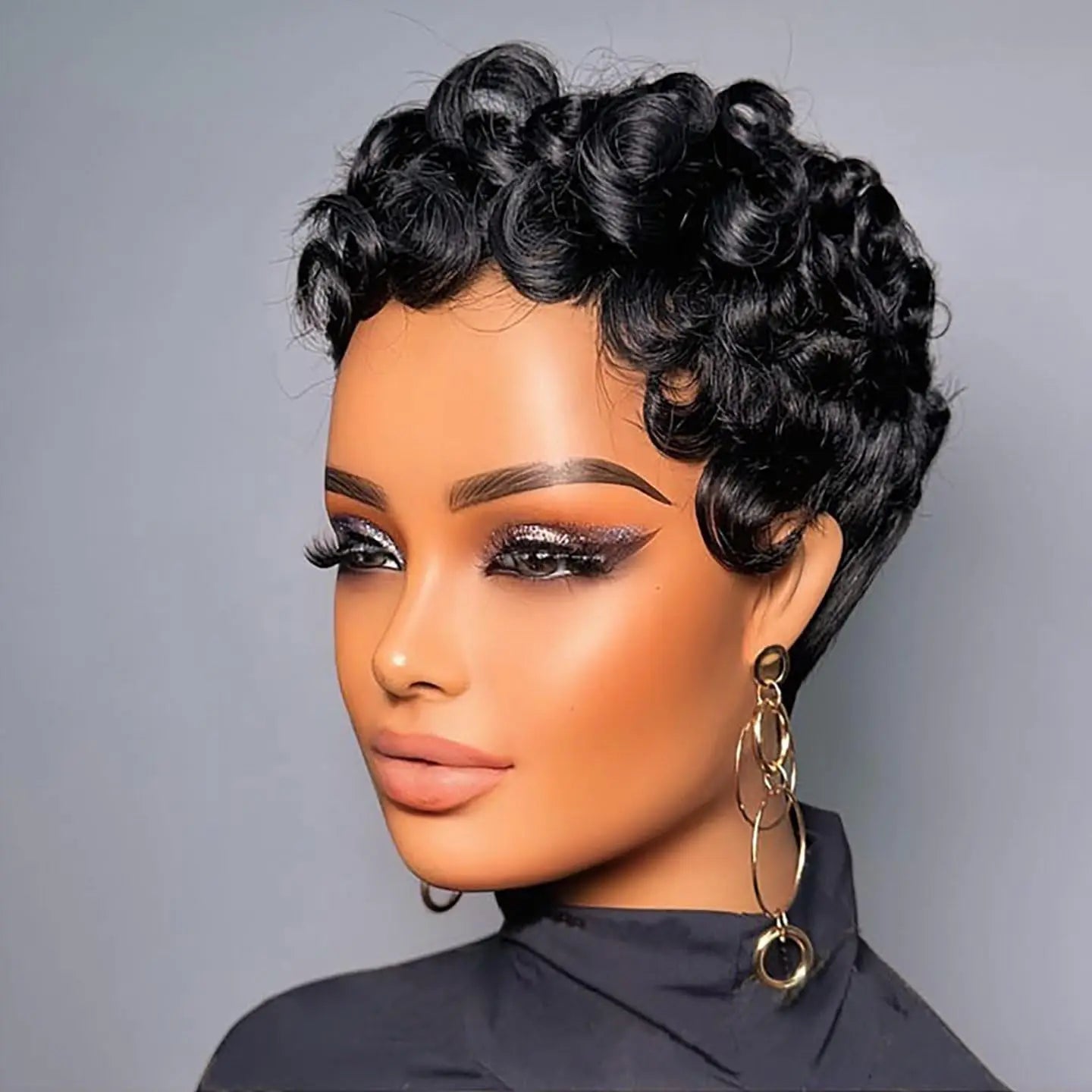 Short Curly Pixie Human Hair Wig